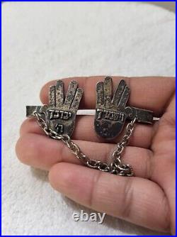Very Rare Baltinester Priestly Blessing Tallit Clips 925 Sterling Marked T. Sin