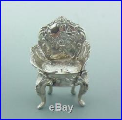 Victorian Miniature Dutch Sterling Silver Armchair Import Marks London 1897