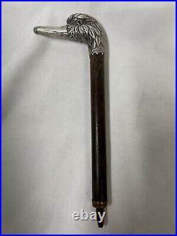 Victorian Sterling Silver Parasol/Walking Stick Duck Handle/Birmingham Marks