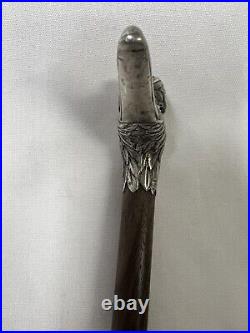 Victorian Sterling Silver Parasol/Walking Stick Duck Handle/Birmingham Marks