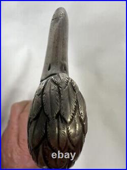 Victorian Sterling Silver Parasol/Walking Stick Duck Handle/Birmingham Marks