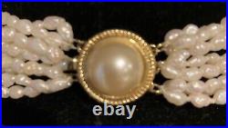 Vintage! 0 Strand Freshwater Pearl Necklace Marked Silver