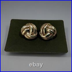 Vintage 14K Gold Sterling Silver Knot Earrings with Omega Backs Makers Mark