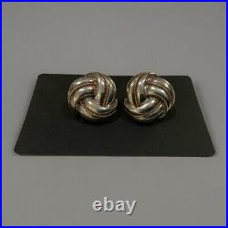 Vintage 14K Gold Sterling Silver Knot Earrings with Omega Backs Makers Mark