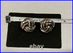 Vintage 14K Gold Sterling Silver Knot Earrings with Omega Backs Makers Mark