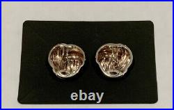 Vintage 14K Gold Sterling Silver Knot Earrings with Omega Backs Makers Mark