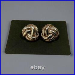 Vintage 14K Gold Sterling Silver Knot Earrings with Omega Backs Makers Mark