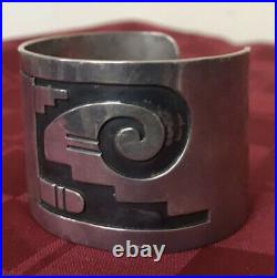 Vintage 1960s Native American Hopi Guild Sun Mark Sterling Silver Cuff Bracelet