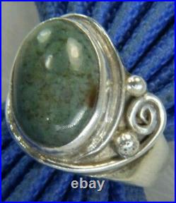 Vintage 5/8 Bloodstone Hand Crafted 0.925 Sterling Silver Band Ring Size 7