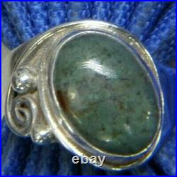 Vintage 5/8 Bloodstone Hand Crafted 0.925 Sterling Silver Band Ring Size 7