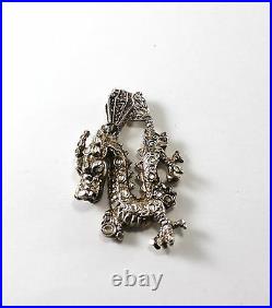 Vintage 925 Sterling Silver Animal Chinese Dragon Ornate Pendant Marked