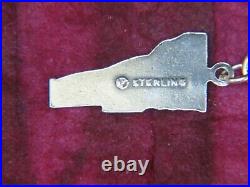 Vintage 925 Sterling Silver Enameled Navy Link Interstate Charms Bracelet Marked