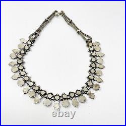 Vintage 925 Sterling Silver Etruscan Revival Bib Necklace Marked BA 72.6 Grams