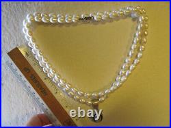 Vintage 925 Sterling Silver Real Pearl Pendant White Beads Beaded Long Necklace