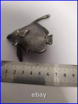 Vintage 925 Sterling Silver Small Fish Figurine Statue Marked