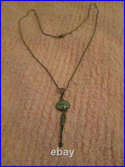 Vintage AD Sterling Silver Pendant With Beautiful Inlay 30 Sterling Chain Mark