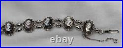 Vintage Alice Caviness Sterling Silver Cameo Filigree Abalone Bracelet Marked