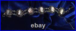 Vintage Alice Caviness Sterling Silver Cameo Filigree Abalone Bracelet Marked