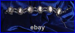 Vintage Alice Caviness Sterling Silver Cameo Filigree Abalone Bracelet Marked