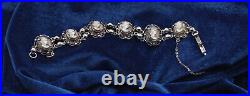 Vintage Alice Caviness Sterling Silver Cameo Filigree Abalone Bracelet Marked