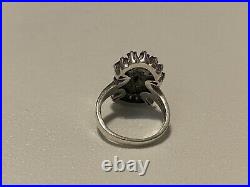 Vintage Amethyst Sterling Silver Ring Size 5.75 Marked DK, 7/8 Wide Ornate
