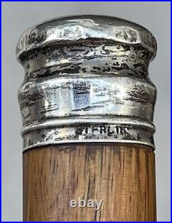 Vintage Antique Marked Sterling Silver Fancy Knob Swagger Walking Stick Cane