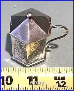 Vintage Antique Unknown Marked SM CoinSilver Hexagonal Form Lidded Sugar Box Old