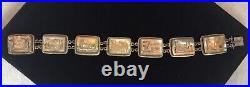 Vintage Antique Victorian Sterling Silver Marked 800 Mother Of Pearl 8 Bracelet