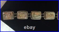 Vintage Antique Victorian Sterling Silver Marked 800 Mother Of Pearl 8 Bracelet