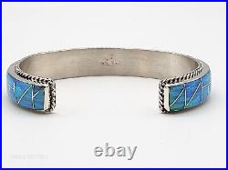 Vintage Artist Marked Lt Inlaid Opal Sterling Silver 925 Cuff Bracelet 24.9 Gram