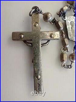 Vintage Catholic Rosary Creed Sterling Silver Marked Cfx&Ctr Barrel BB Beads