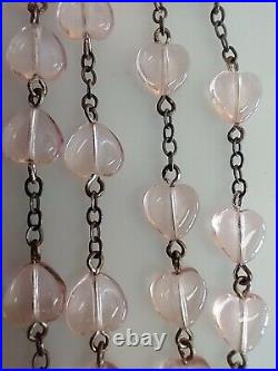 Vintage Catholic Rosary Sterling Silver Marked Cfx&Ctr Pink Heart Glass Beads