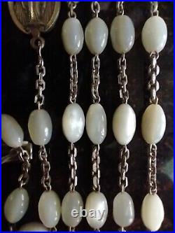 Vintage Catholic Rosary Sterling Silver Marked Ctr&Cfx Mother of Pearl Beads