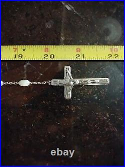 Vintage Catholic Rosary Sterling Silver Marked Ctr&Cfx Mother of Pearl Beads