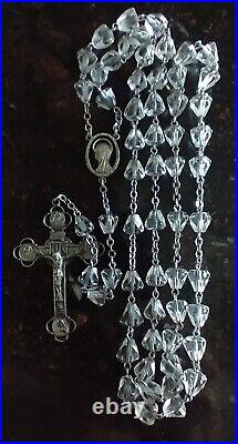 Vintage Catholic Sterling Silver Marked Cfx&Ctr Rosary Crystal Glass Beads