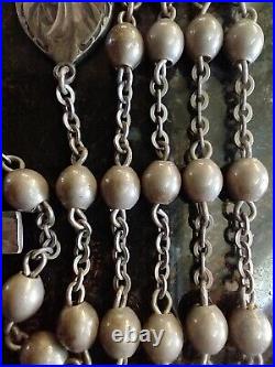 Vintage Catholic Sterling Silver Marked Rosary BB Beads with Alloy Case