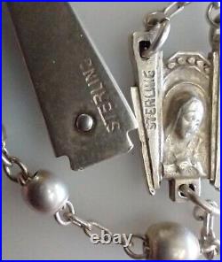 Vintage Catholic Sterling Silver Marked Small Rosary with Miraculous Medal Case