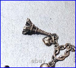 Vintage Charm Bracelet Gymnast Paris Marked Signed Sterling Silver
