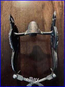 Vintage Chiseled Sterling Silver Chief's Motif Cheek Show Bit Maker Marked