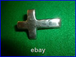 Vintage Chunky Turquoise Sterling Silver Pendant Necklace Cross Navajo Bear Mark