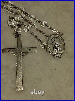 Vintage Cross/Rosary Sterling Silver Faceted Crystals-marked Swift & Fisher 40gm