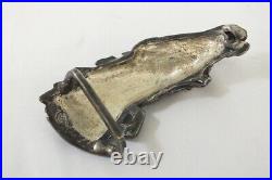 Vintage Double Horse Head Sterling Silver Buckle Gucci Era Marked HB 1 1/8 Belt