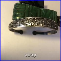 Vintage Dragon Design Tibetan Silver Stamped Marked Bracelet Rare