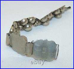 Vintage Early Mexico Sterling Silver Link Bracelet Marked Half Ball Flower