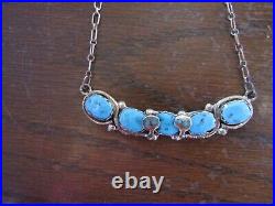 Vintage Effie Zuni Marked Turquoise and Sterling Silver Necklace