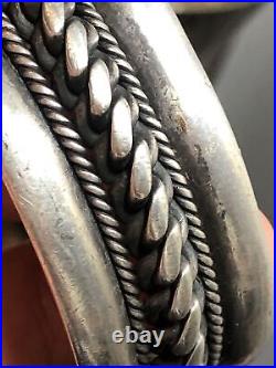 Vintage Egyptian Silver Bedouin Siwa Braided Rope Pattern Cuff Bracelet