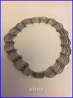 Vintage Elegant Sterling Silver 6-Layed Collar Necklace, marked