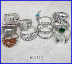 Vintage Estate Jewelry Lot Rings 18 Sterling Marked