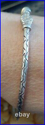 Vintage Estate Sterling Silver Textured Snake Bracelet marked SS