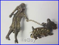 Vintage Fine Mark Sterling Silver 925 Marcasite Lady Scotty Dog Pin Brooch